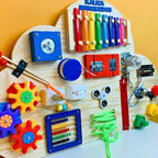 Painel Sensorial Montessori em Madeira Pinus
