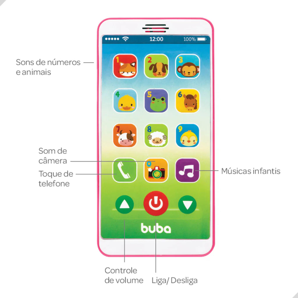 Baby Phone Celular Telefone Brinquedo Musical Educativo Buba
