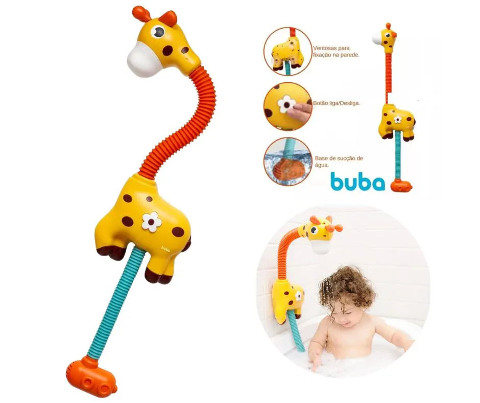 Chuveirinho Intantil Hora Banho Bebê Girafa Com Ventosa Buba