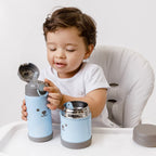 Kit Garrafa Pote Térmico Com Talher Gumy Infantil Inox Buba