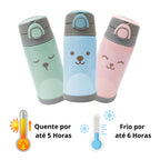 Kit Garrafa Pote Térmico Com Talher Gumy Infantil Inox Buba