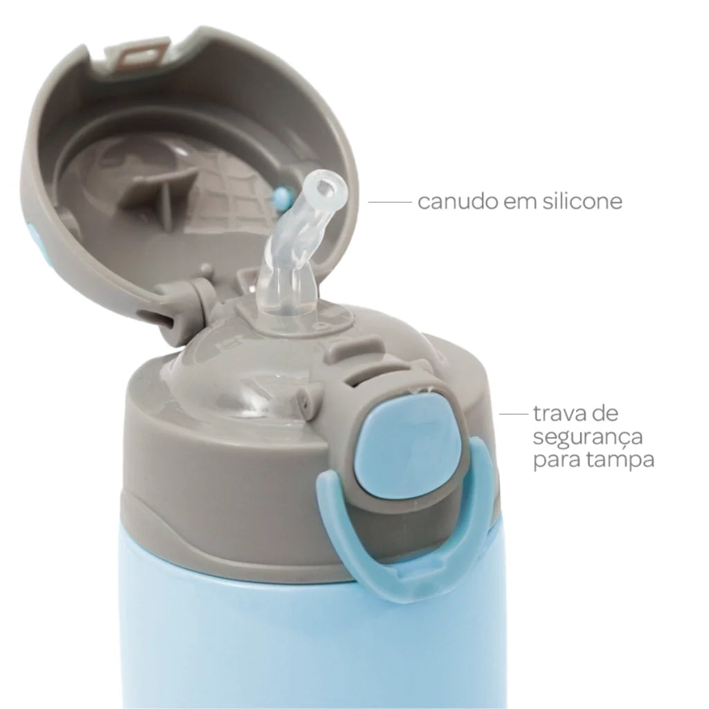Kit Garrafa Pote Térmico Com Talher Gumy Infantil Inox Buba