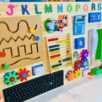 Painel Grande Sensorial de Atividades Educativas 100x60cm em Pinus