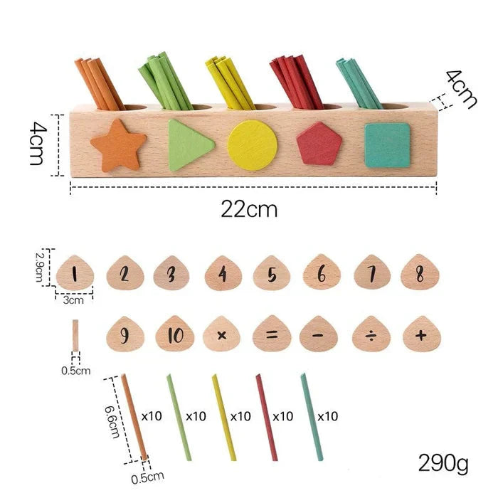 Brinquedo Matemático Montessori Varas e Formas para Aprendizagem Precoce