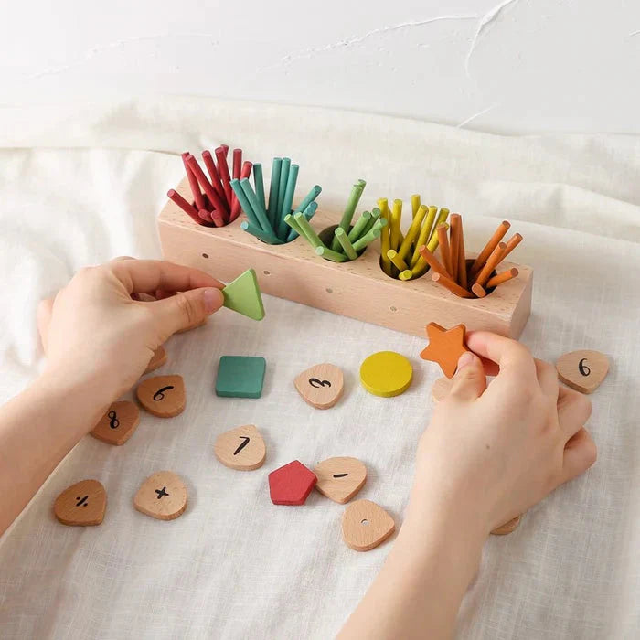 Brinquedo Matemático Montessori Varas e Formas para Aprendizagem Precoce