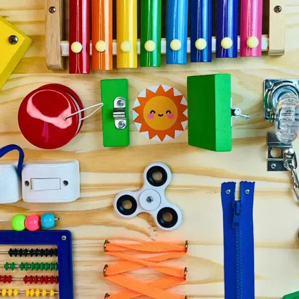 Painel Sensorial Montessori em Madeira Pinus