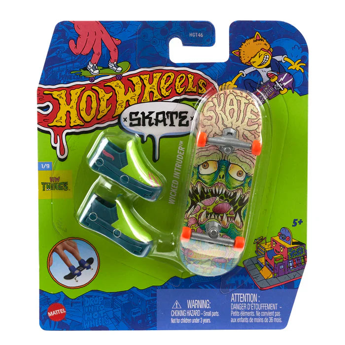 Hot Wheels Skate de Dedo Brinquedo Skateboard WICKED INTRUDER™ com Tênis
