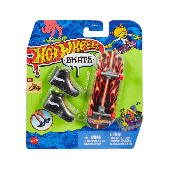 Hot Wheels Skate de Dedo Brinquedo Skateboard HALL OF FLAME™ com Tênis