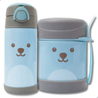 Kit Garrafa Pote Térmico Com Talher Gumy Infantil Inox Buba