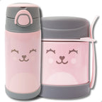 Kit Garrafa Pote Térmico Com Talher Gumy Infantil Inox Buba