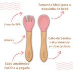 Kit Refeição Introdução Alimentar Prato Com Divisórias Ventosa Talheres Silicone Buba