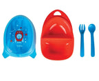 Kit Refeição com Talher Tampa e Divisória Foguete Azul Buba