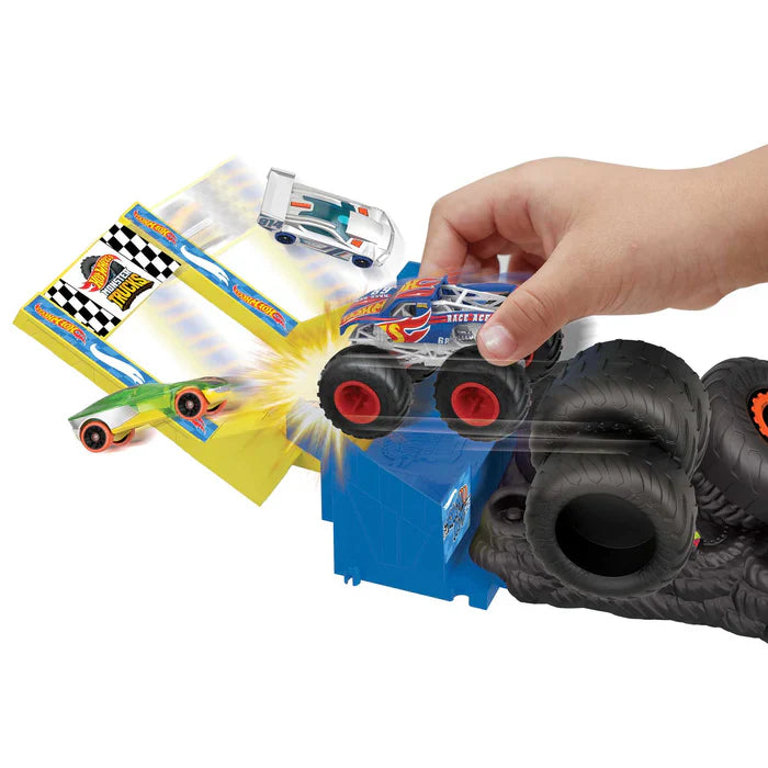 Hot Wheels Monster Trucks Pista de Brinquedo Arena de Demolição Desafio Race Ace para Iniciantes