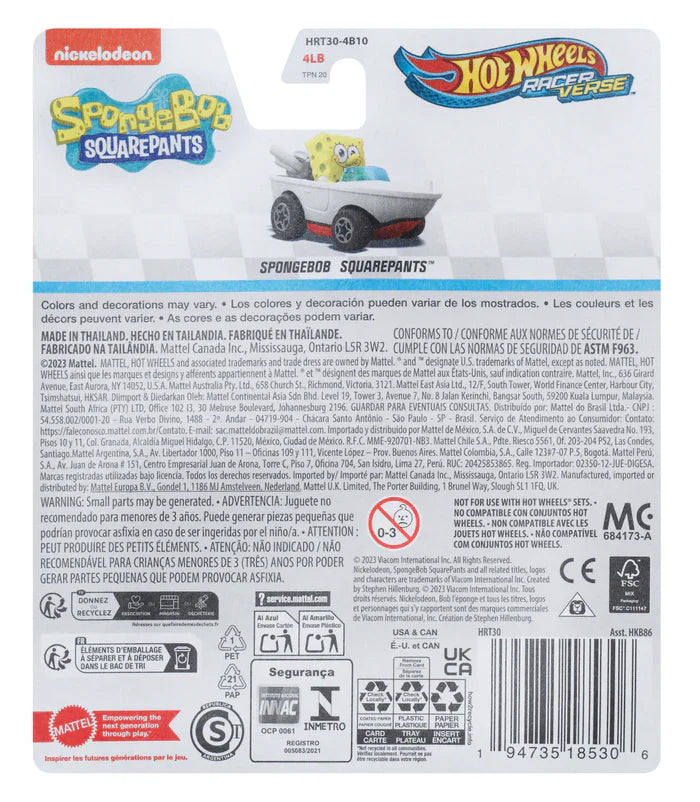 Hot Wheels RacerVerse Veículo de Brinquedo Bob Esponja