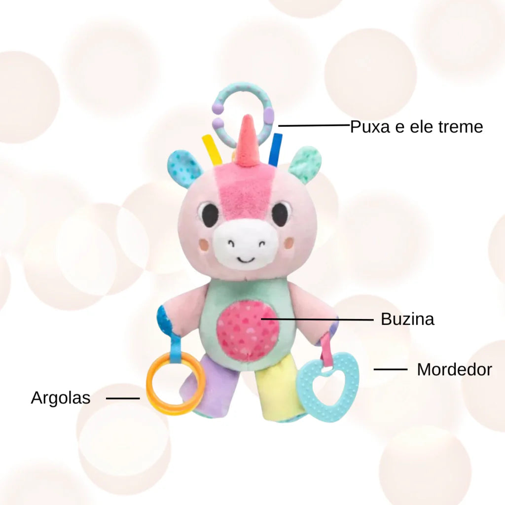 Treme Treme Pelúcia Mordedor Chocalho Bebês Bubazoo Unicórnio Buba