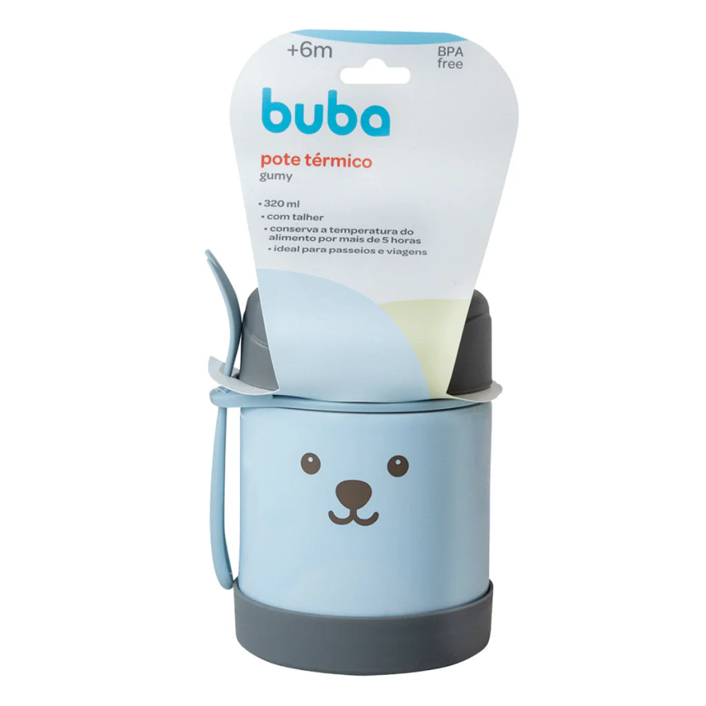 Kit Garrafa Pote Térmico Com Talher Gumy Infantil Inox Buba