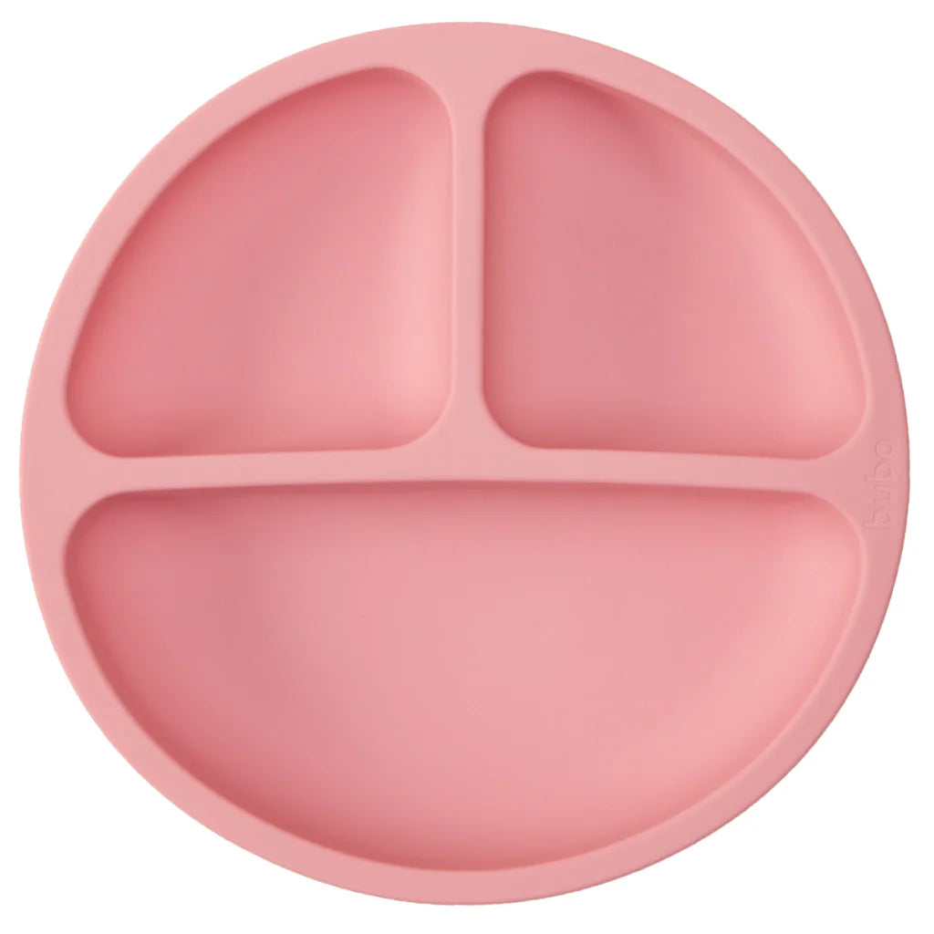 Kit Refeição Introdução Alimentar Prato Com Divisórias Ventosa Talheres Silicone Buba