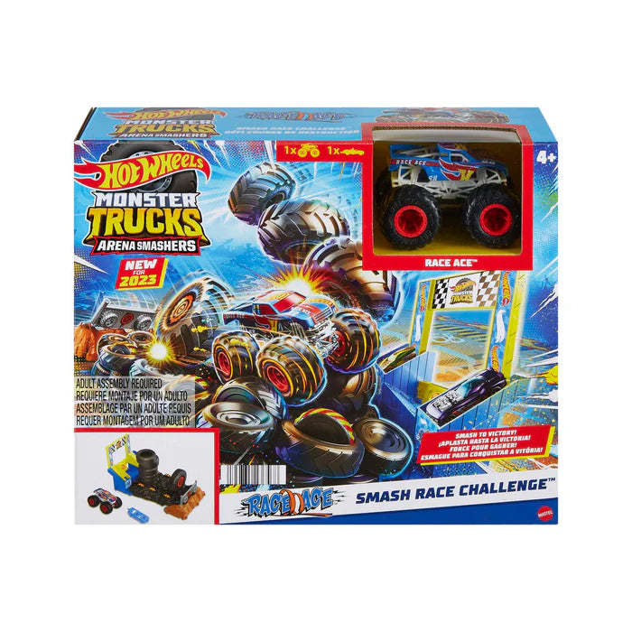 Hot Wheels Monster Trucks Pista de Brinquedo Arena de Demolição Desafio Race Ace para Iniciantes
