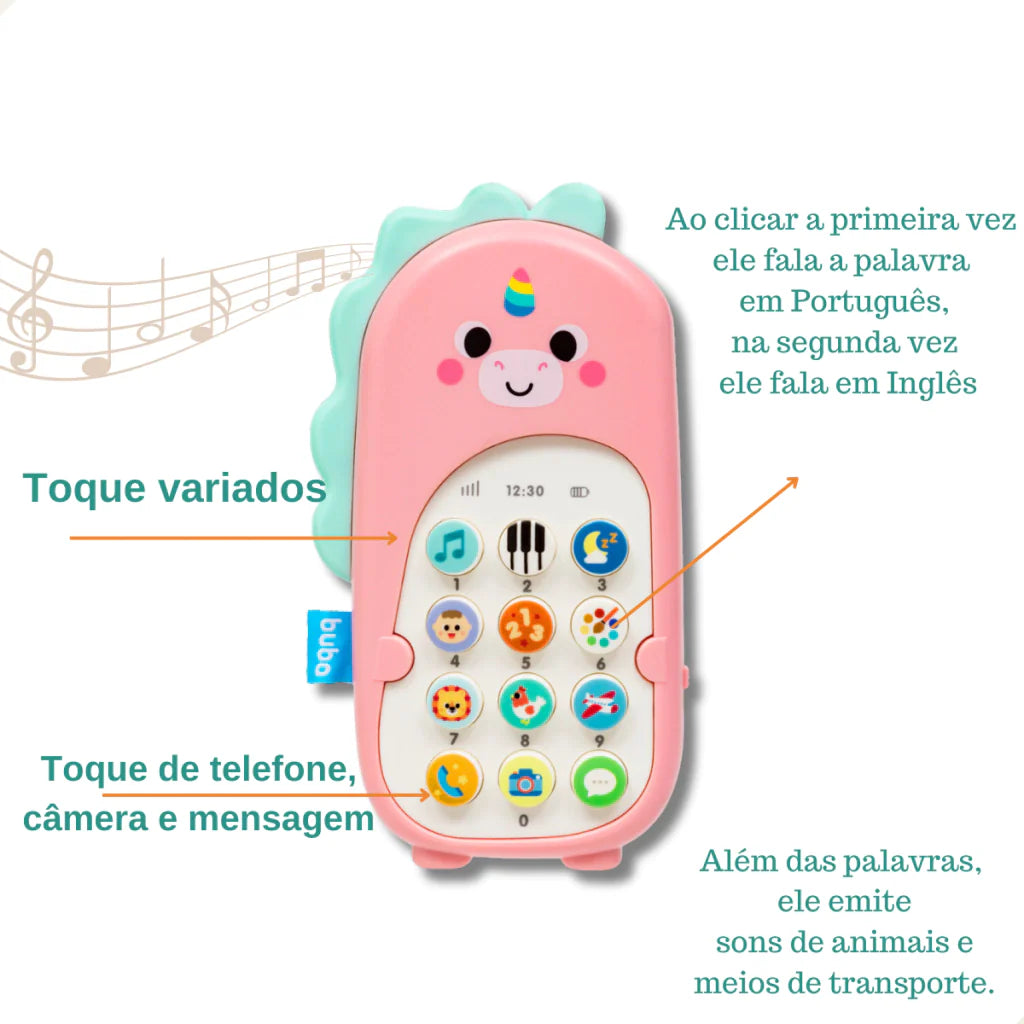 Brinquedo Celular Musical Bilingue Educativo Infantil Buba
