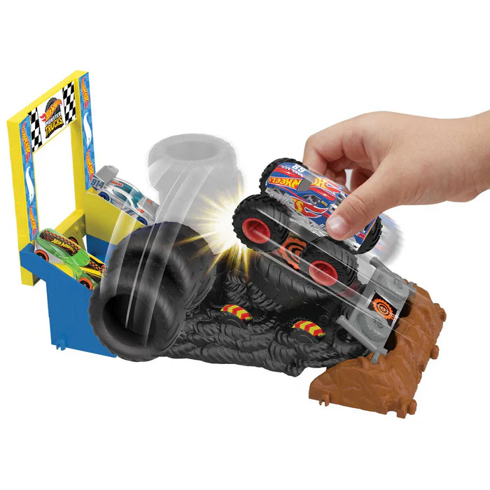 Hot Wheels Monster Trucks Pista de Brinquedo Arena de Demolição Desafio Race Ace para Iniciantes