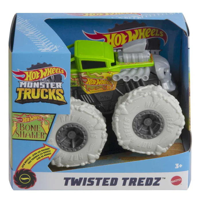 Hot Wheels Monster Trucks Veículo de Brinquedo 1:43 Pneus Para Todo Terreno Bone Shaker Flaming Skull